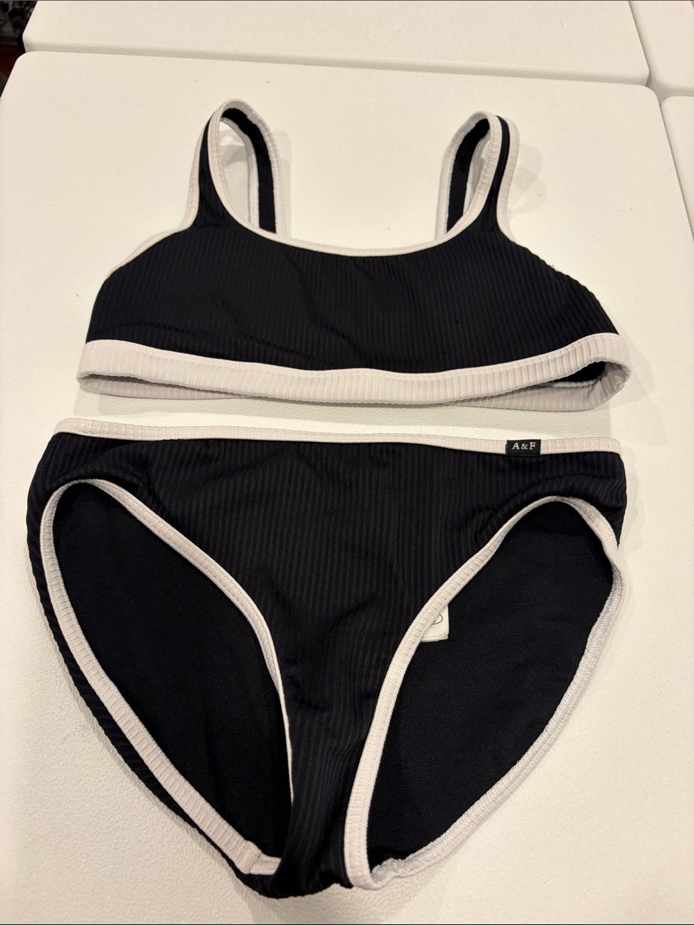 abercrombie kids Black Bikini with Cream Trim - Ribbed Two-Piece